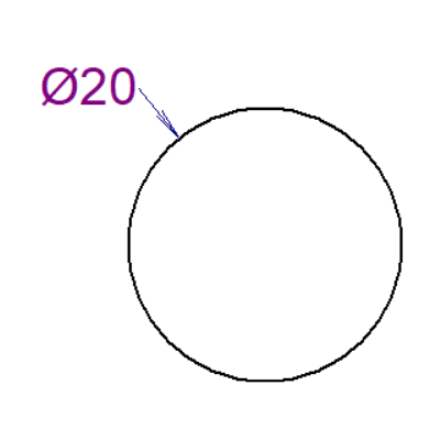 Durchmesserbemaßung außerhalb des Kreises