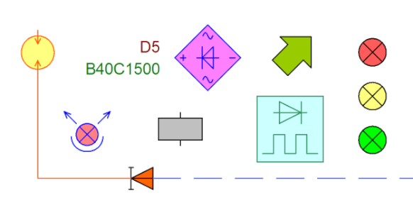 electrical symbols color filled