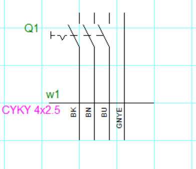 afgewerkt elektrisch kabelsymbool