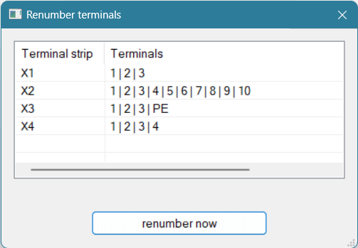 terminals to renumber