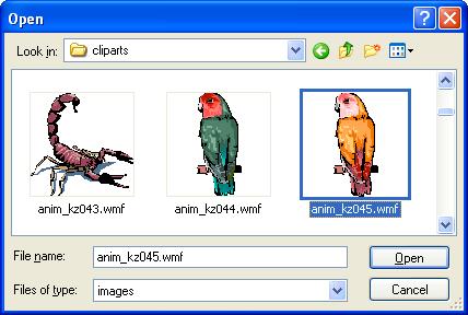 dialog window for inserting images