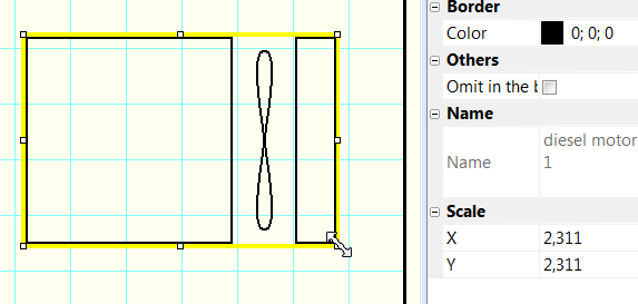 resizing symbol in a drawing