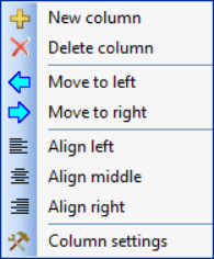 columns menu