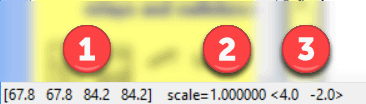 status bar - coordinates, scale
