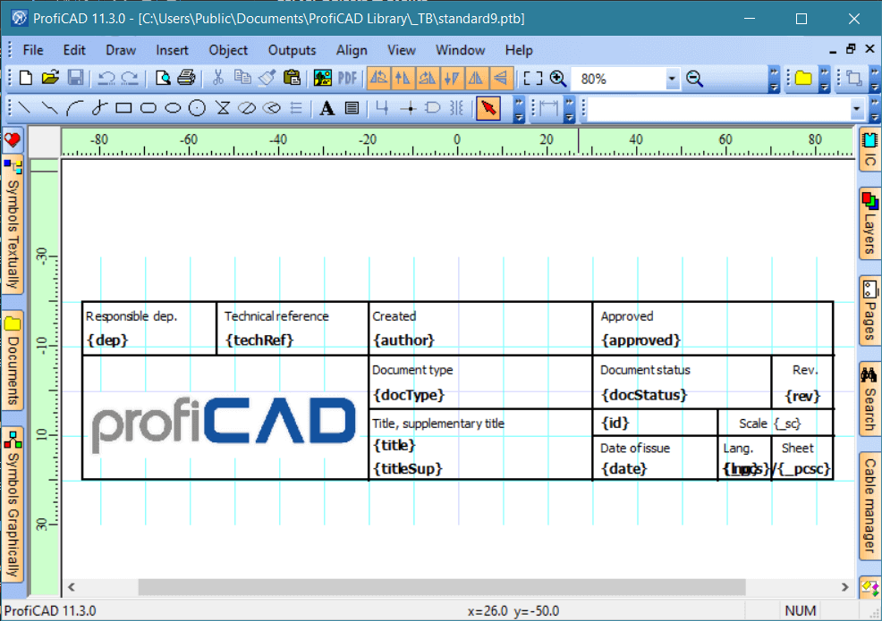 title block in editor