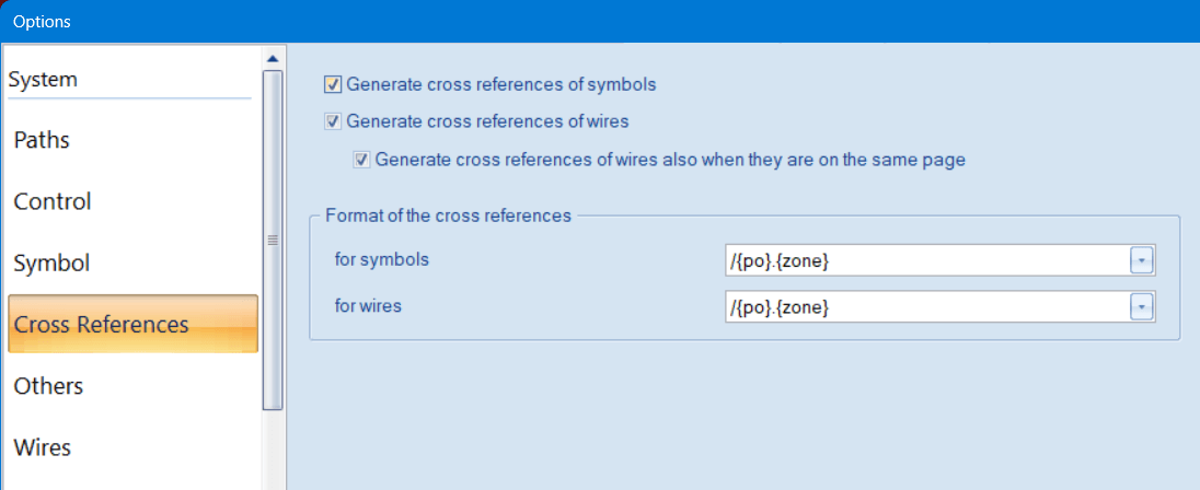 Cross References tab